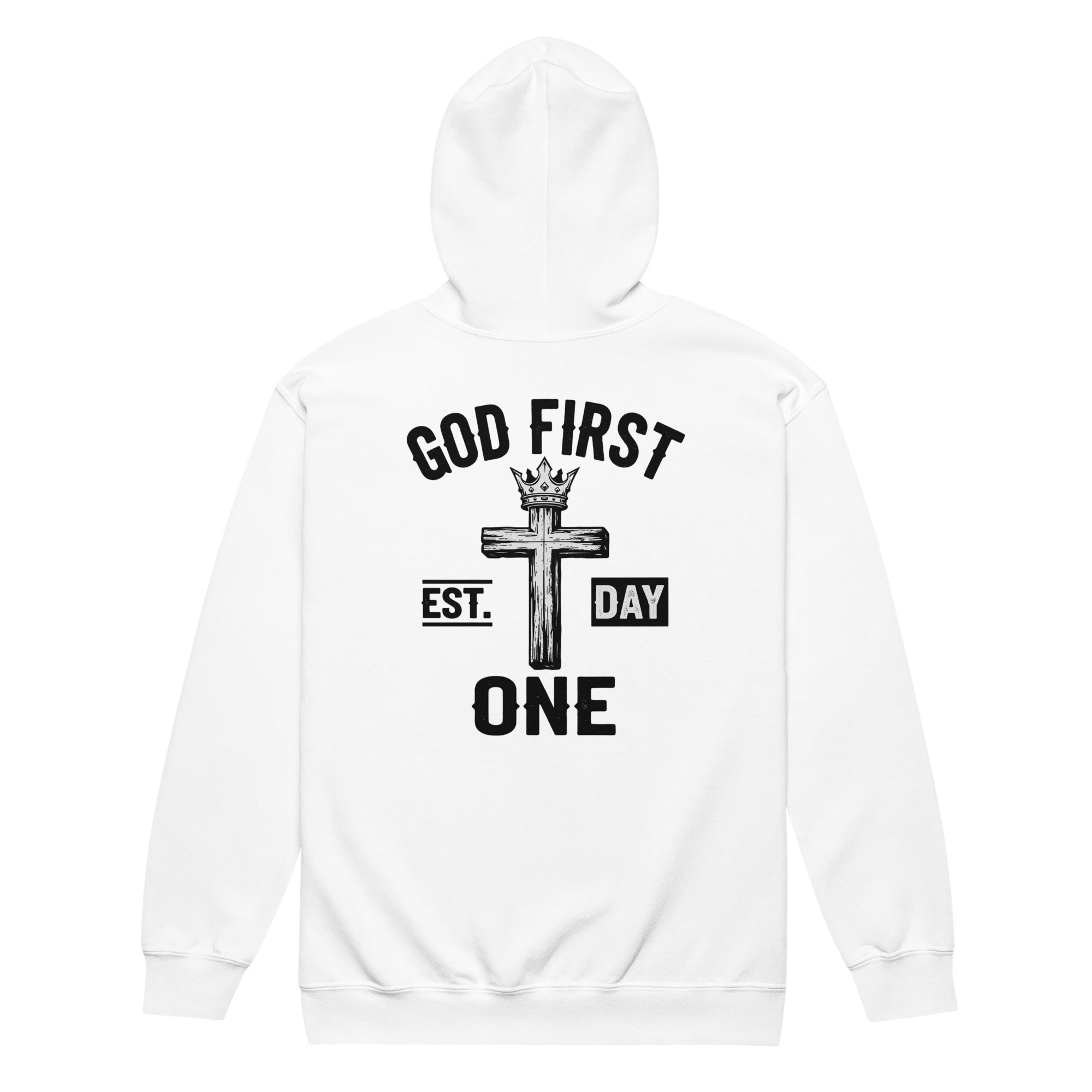 TOUGH CHRISTIAN “God First Est. Day One” Zip-Up Hoodie-Unisex heavy blend zip hoodie
