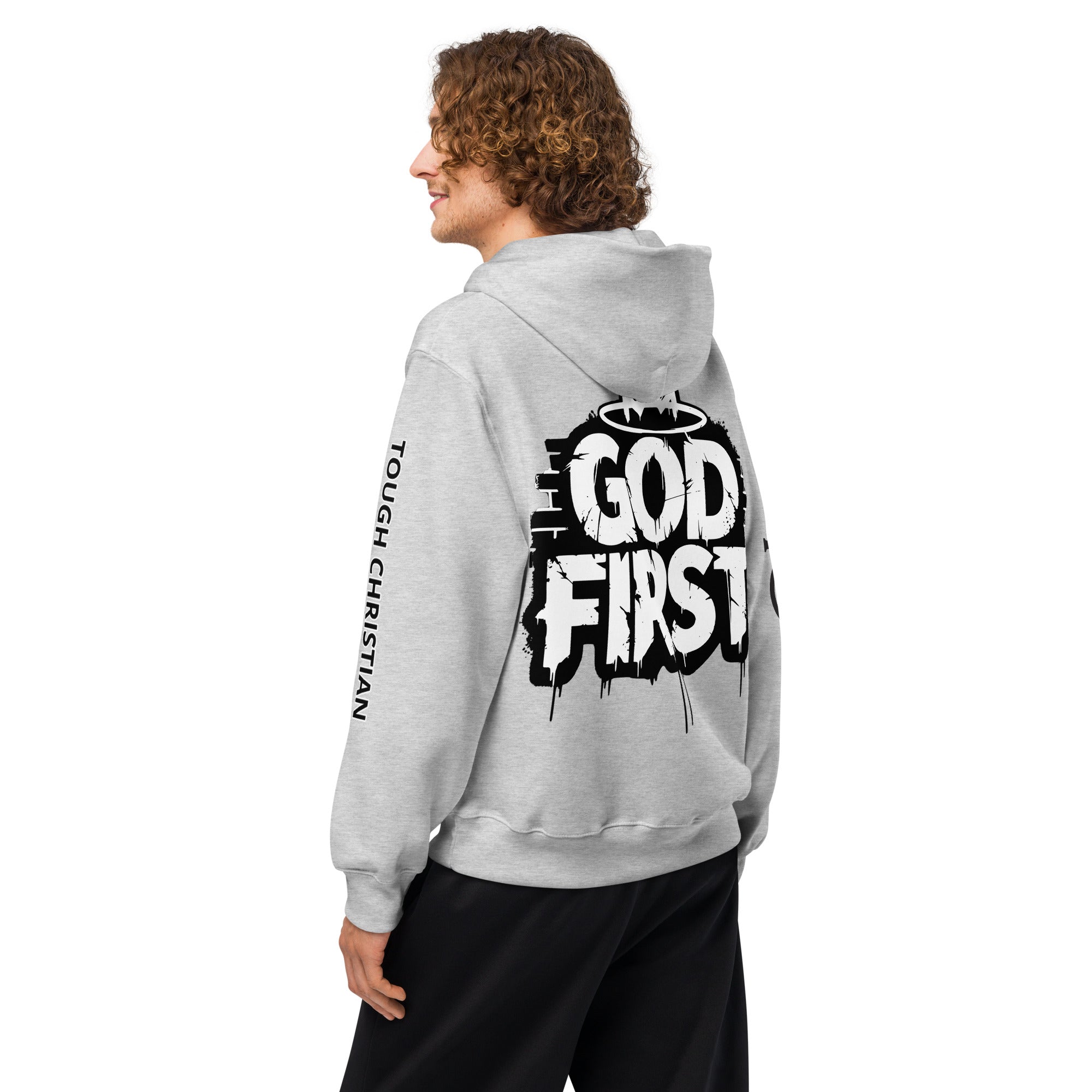 TOUGH CHRISTIAN “God First” Hoodie – Streetstyle Faith Apparel Oversized heavyweight hoodie